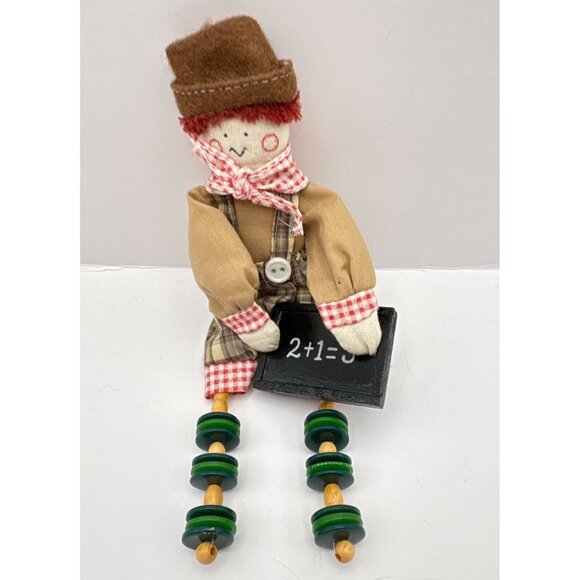 Math Teacher Primitive Doll Figurine Folk Art Rustic Country Christmas Gift - Picture 6 of 6